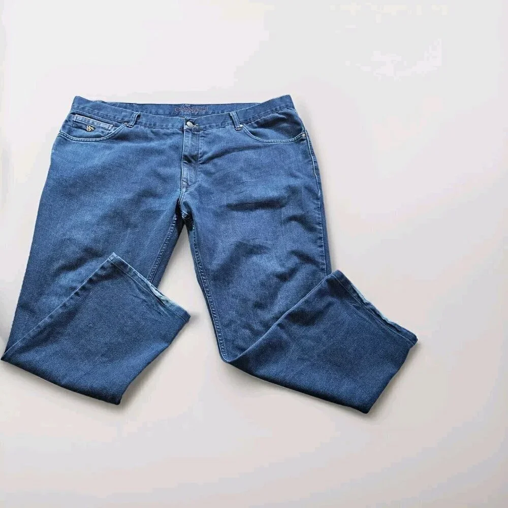 Canali Jeans Men 46x34/28 Indigo Straight Leg Italy Cotton Preppy Designer Boho